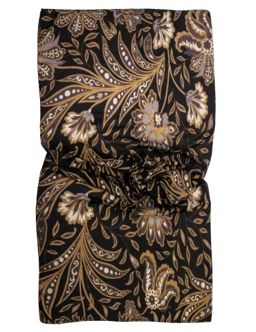 Camel grey and black floral cashmere printed scarf by Bissoli