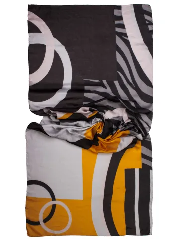 Sciarpa stola disegni geometrici nero grigio e giallo by Bissoli
