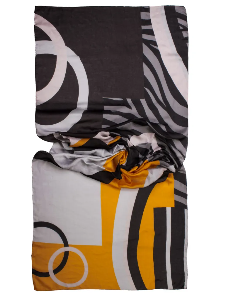 Bissoli Italian accessories | Scarf in black, grey and mustard yellow