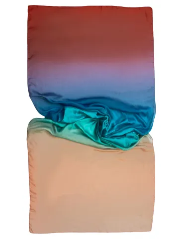 Bissoli Printed Scarf in Orange, Aqua Green and nude pink