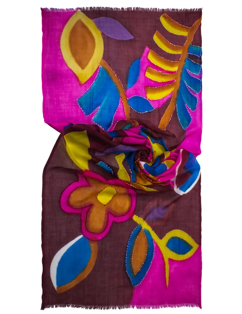 Bissoli Italian accessories | Blue and fuchsia batik printed scarf