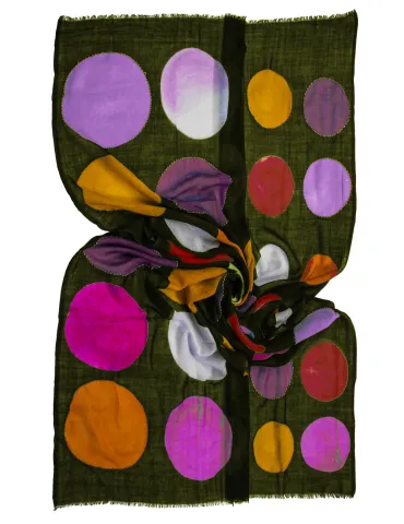 Bissoli Italian accessories | Green and fuchsia batik printed scarf