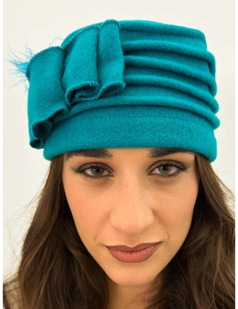 Cappelli donna Complit | Cappello in pura lana con fiocco e piume