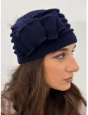 Pure Wool Beret-Style Hat with Bow and Feathers by Complit