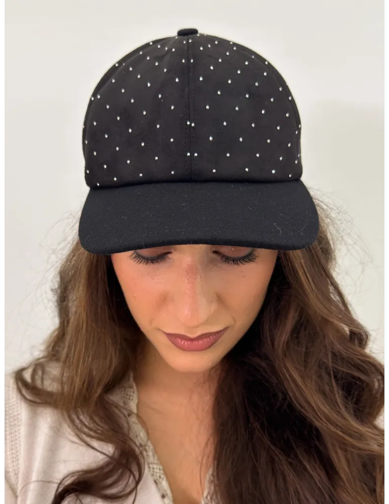 Black riding cap with a rhinestones cascade by Complit