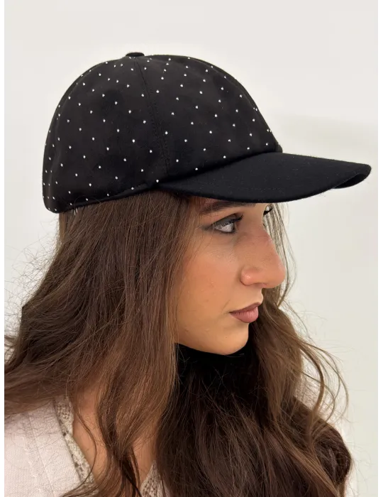 Black riding cap with a rhinestones cascade by Complit