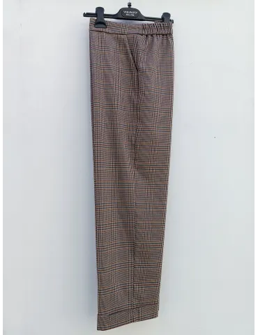 Brown, Blue and Burgundy Prince of Wales Check Trousers