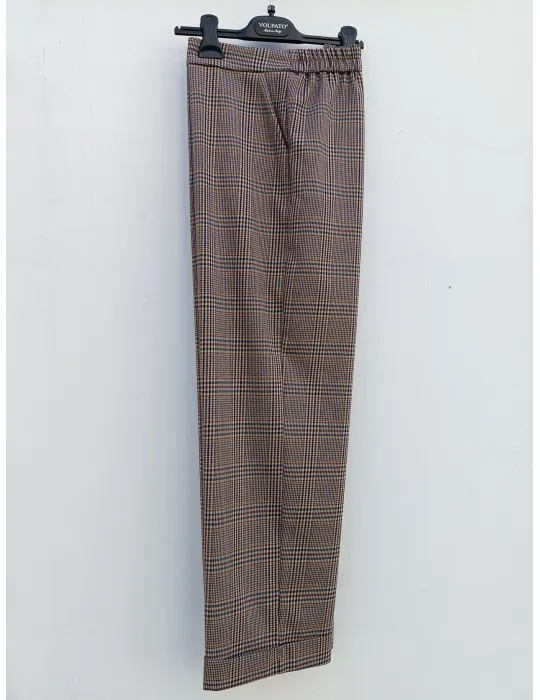 Brown, Blue and Burgundy Prince of Wales Check Trousers