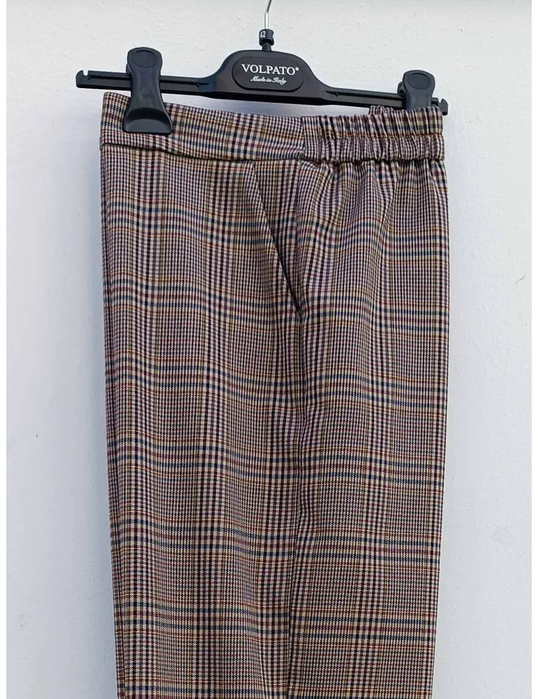 Pantaloni madras in marrone, blu e bordeaux fino alla 54 by Volpato