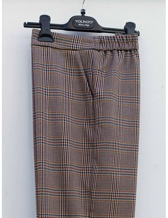 Relaxed-fit Brown, Blue and Burgundy Prince of Wales Check Trousers