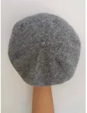 Melange Grey alpaca and merino wool knitted beret by Bissoli