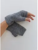 Mélange grey fingerless Gloves in Soft Alpaca and Merino Wool