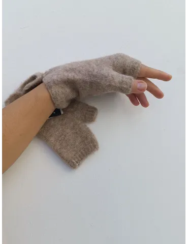 Guanti senza dita in morbidissima lana alpaca e merino Bissoli