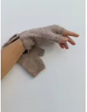 Beige Mélange Fingerless Gloves in Soft Alpaca and Merino Wool