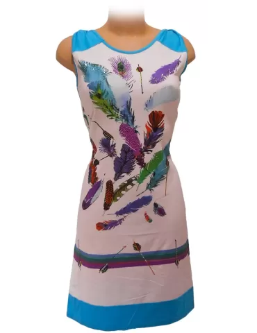 Shop online dress with feathers print