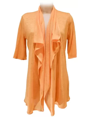 Cardigan lungo in filo di lino arancione Shape