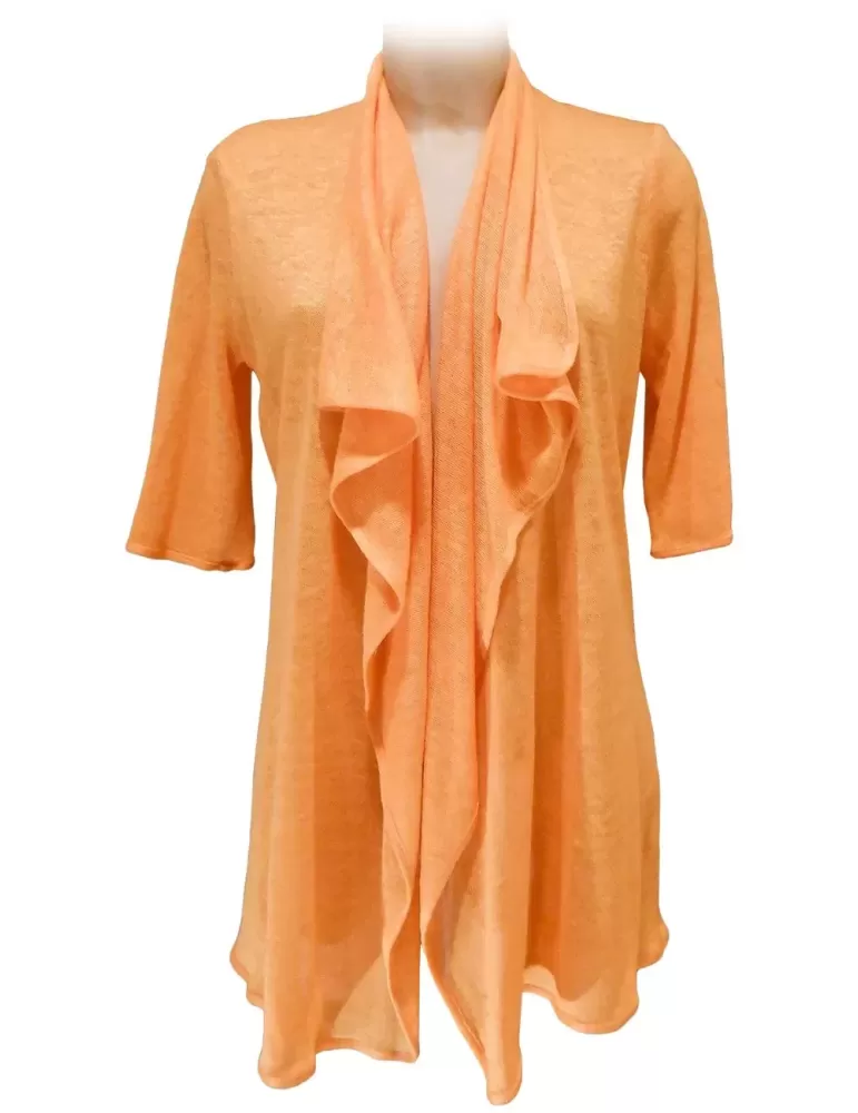 Cardigan lungo in filo di lino arancione Shape Cardigan lungo in filo di lino arancione Shape