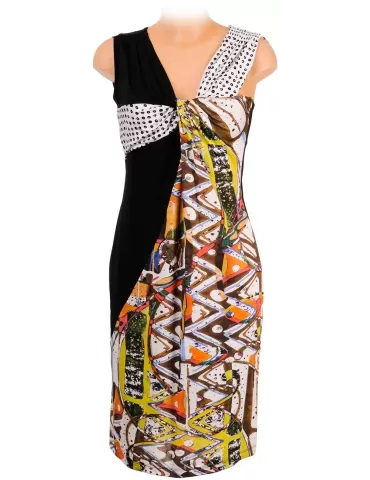 Shop online Fuego Woman black and white v-neck bodycon sheath dress