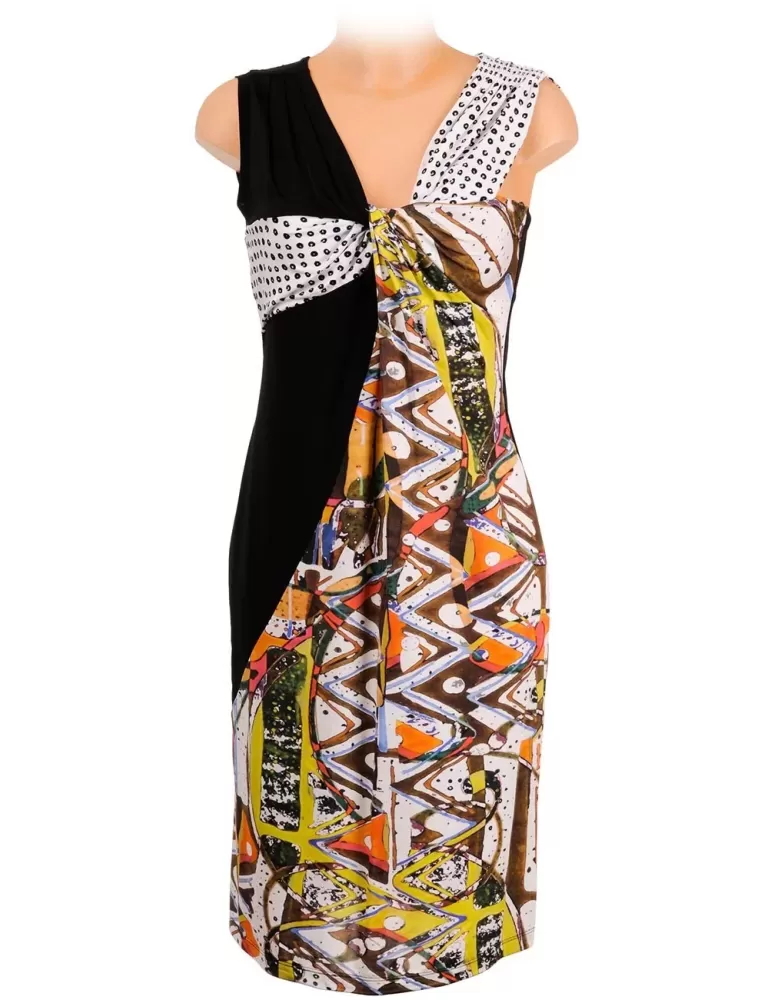 Shop online Fuego Woman black and white v-neck bodycon sheath dress Shop online Fuego Woman black and white v-neck bodycon sheath dress