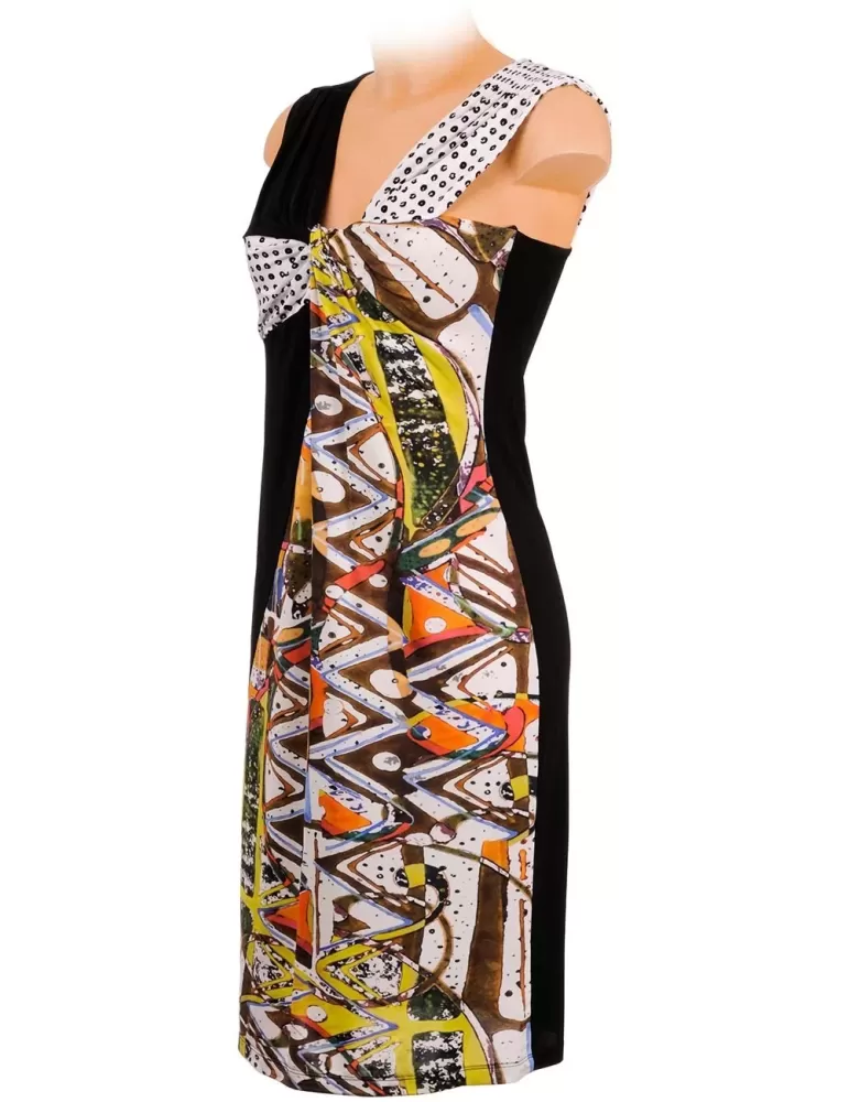 Shop online Fuego Woman black and white v-neck bodycon sheath dress