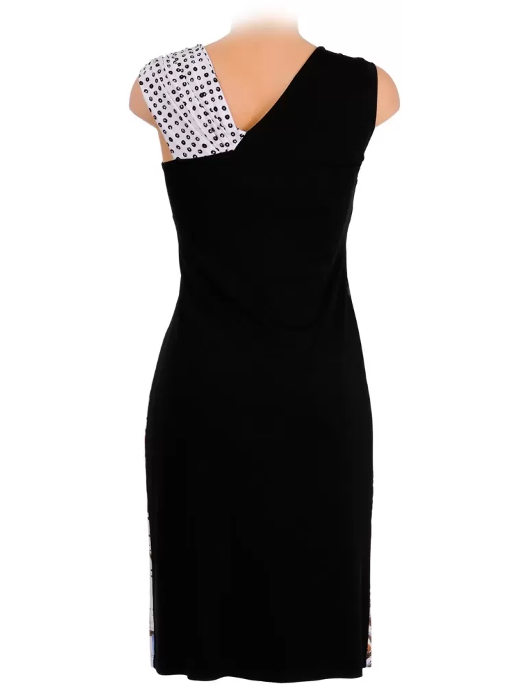 Shop online Fuego Woman black and white v-neck bodycon sheath dress