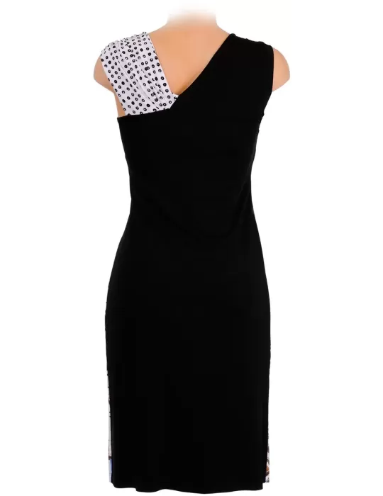 Shop online Fuego Woman black and white v-neck bodycon sheath dress
