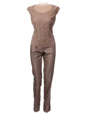 Completo tre pezzi da cerimonia in pizzo oro con pantaloni oro tg 44 2
