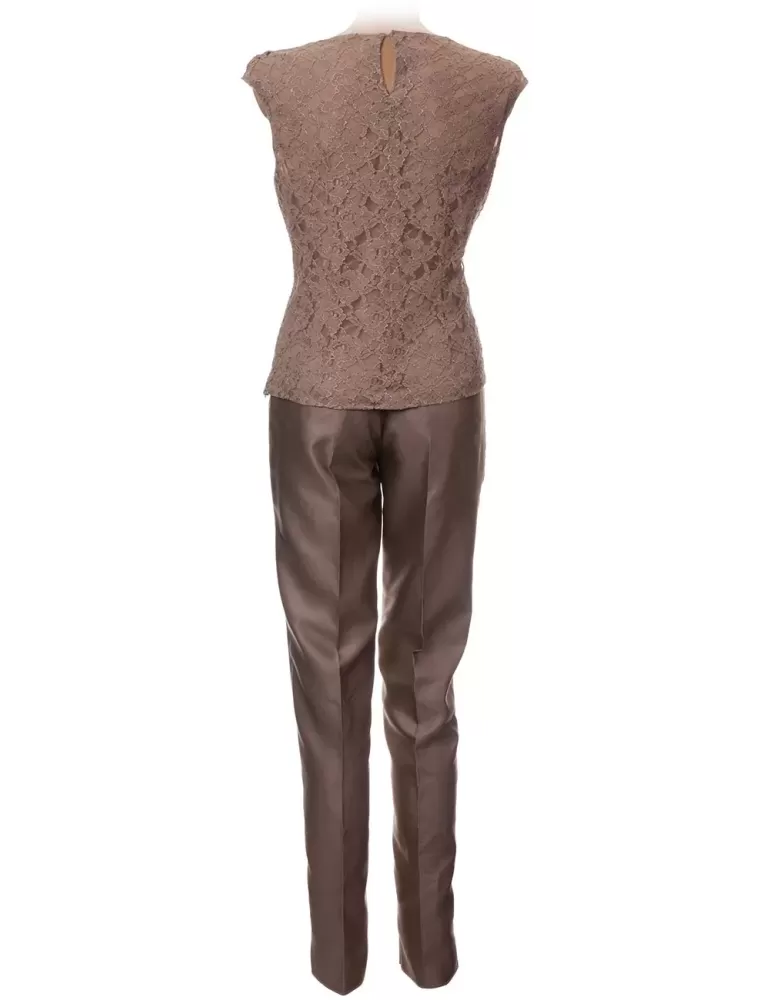 Completo tre pezzi da cerimonia in pizzo oro con pantaloni oro tg 44