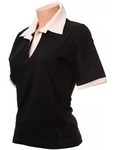 Vendita online maglia polo nera e panna Musetti 2