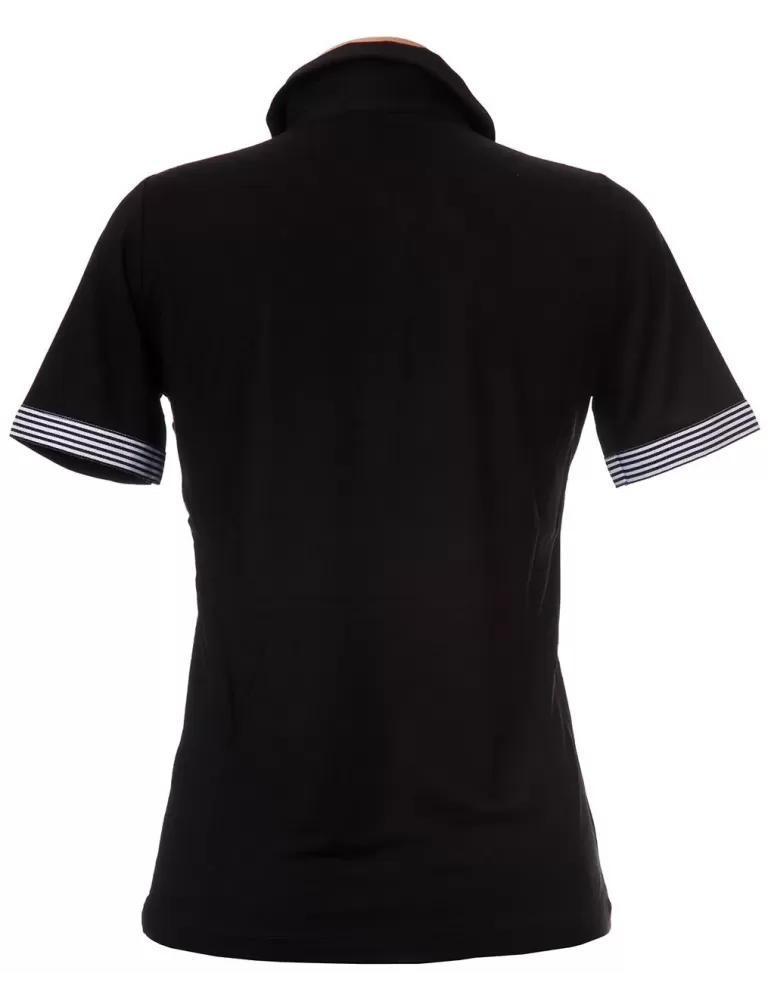 Maglia nera polo a maniche corte con profili Musetti al 50%