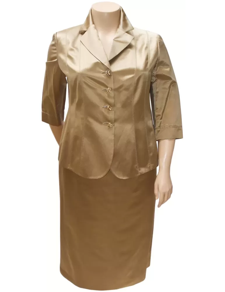 Verkauf online Tailleur Hella Baumwolle und Seide satin Golden beige