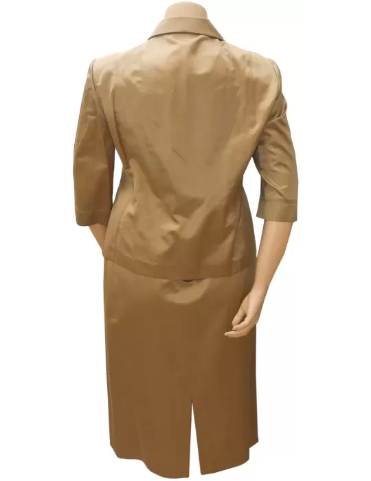 vente en ligne tailleur hella coton et soie beige doré satiné