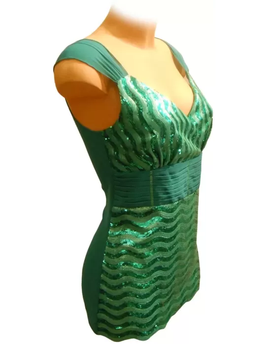 Top verde di tulle e paillettes Luca Giordani Top verde di tulle e paillettes Luca Giordani