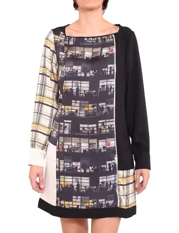 Kleid mit Fantasy Satin-Einsatz