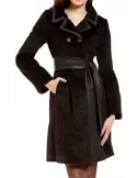 Vendita online Cappotto pelliccia nera con profili pelle Sonia Pena