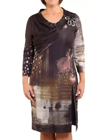 Vente sur tricots ligne robe en cuir avec strass