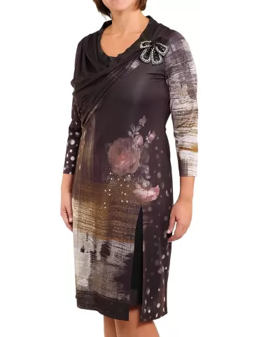 Vente sur tricots ligne robe en cuir avec strass 2