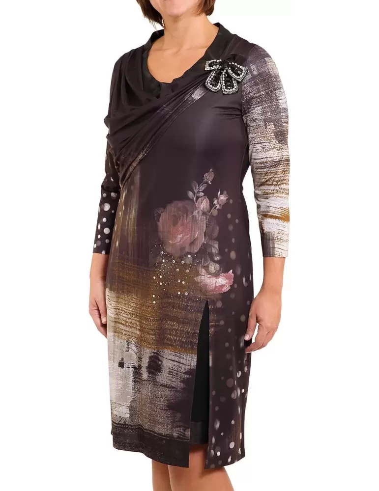 Vendita on line abito maglina elegante con pelle e strass