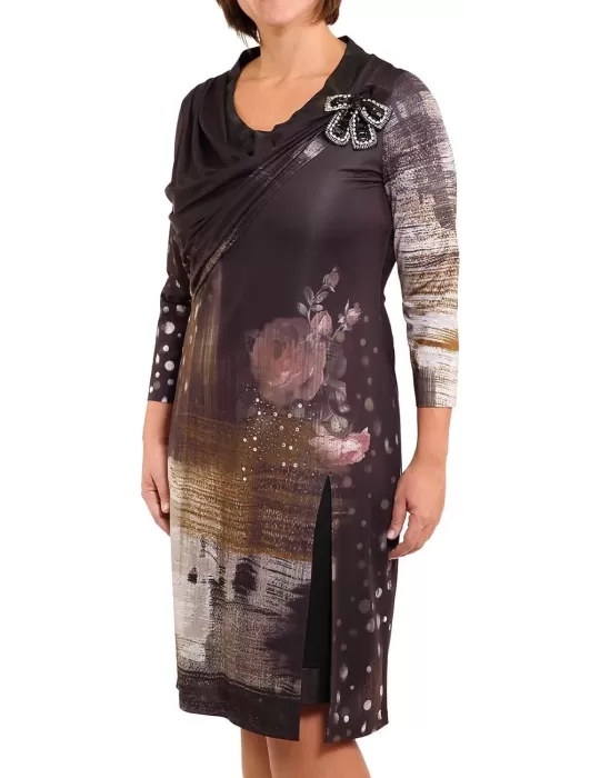 Vente sur tricots ligne robe en cuir avec strass