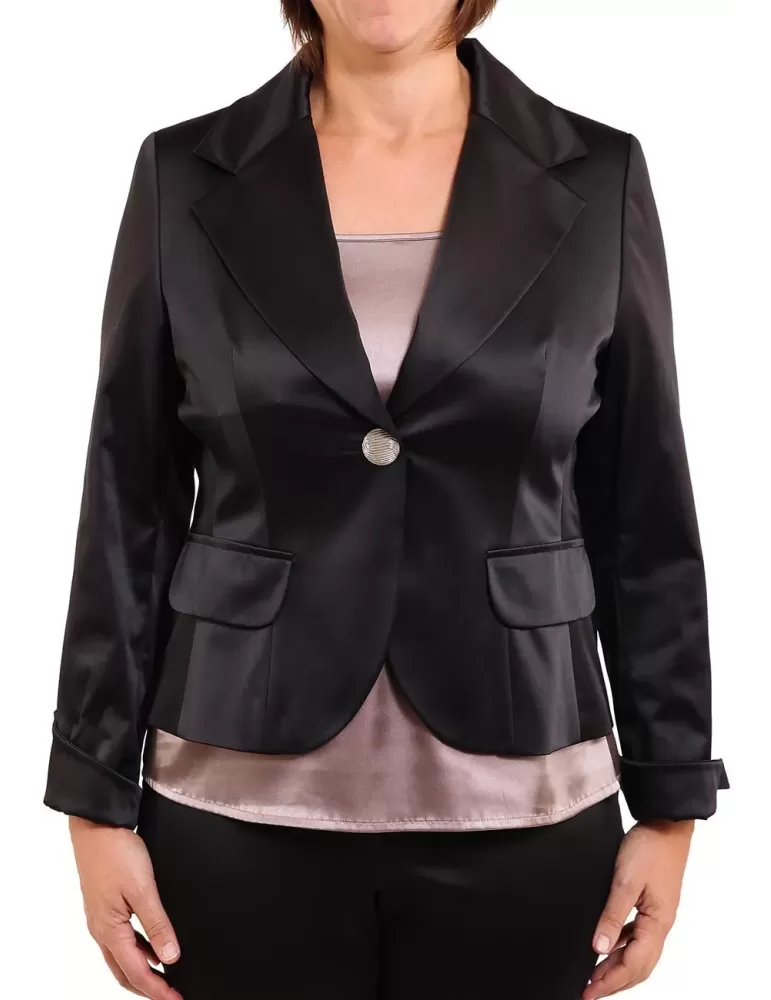 Pour la veste de satin brillant vente noir Pour la veste de satin brillant vente noir