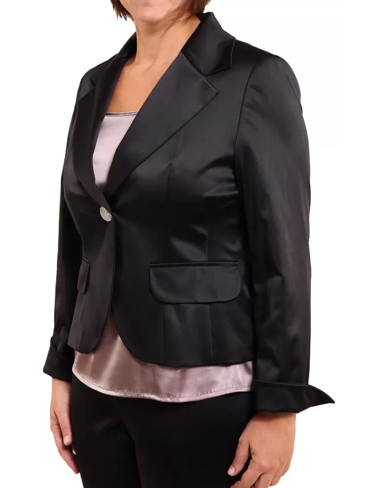 glänzend schwarze Satinjacke