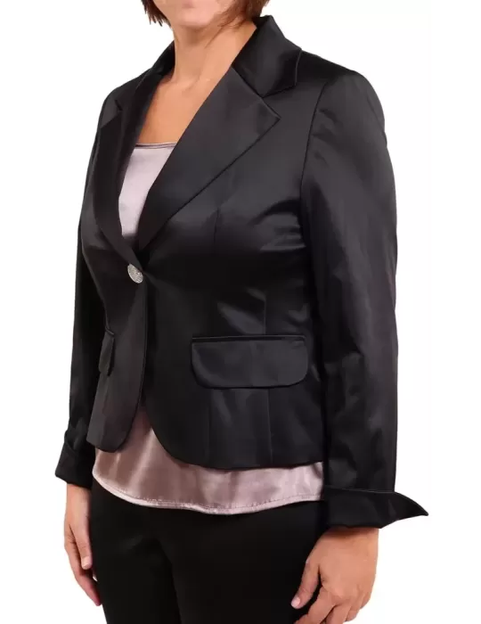 glänzend schwarze Satinjacke