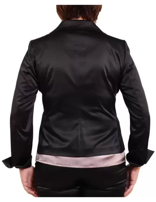glänzend schwarze Satinjacke