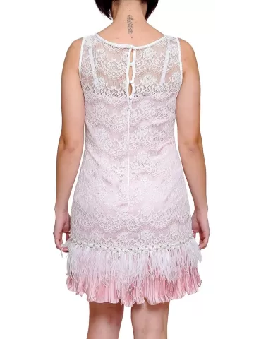 Abito rosa stile Charleston con pizzo bianco Sonia Pena 2