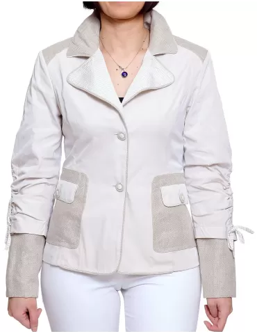 Giacca beige cotone e lino Madreperla
