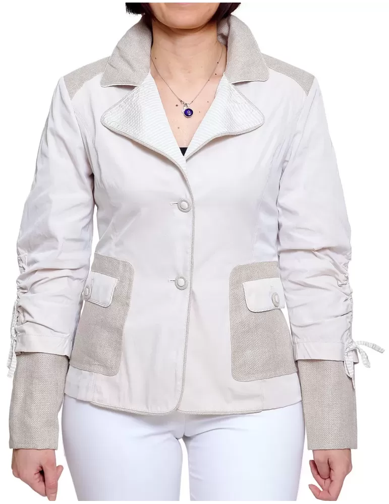 Giacca beige cotone e lino Madreperla