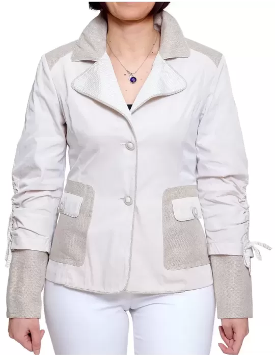 Giacca beige cotone e lino Madreperla