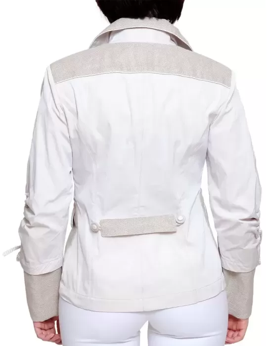 Giacca beige cotone e lino Madreperla
