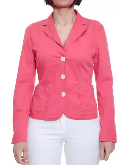 Giacca blazer di cotone stretch rosa corallo prezzo outlet Giacca blazer di cotone stretch rosa corallo prezzo outlet