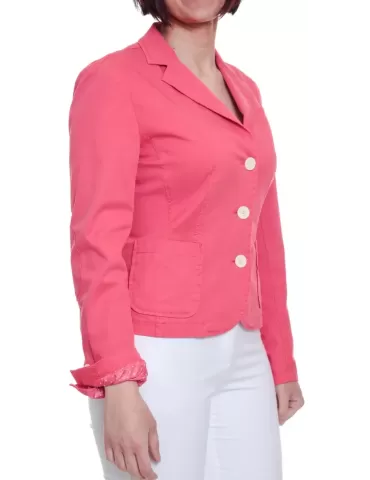 Giacca blazer di cotone stretch rosa corallo prezzo outlet 2